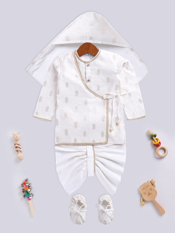 Infant Boy's Cream Silk Blend Ethnic Combo Set