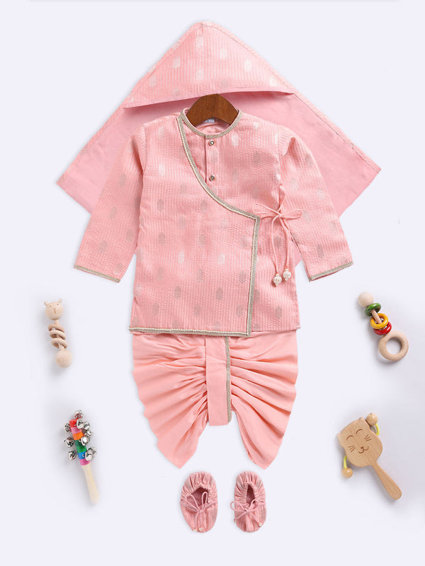 Infant Boy's Pink Silk Blend Ethnic Combo Set