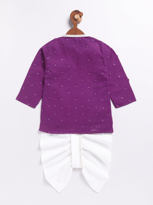 Boy's Purple Kurta And Dhoti Set