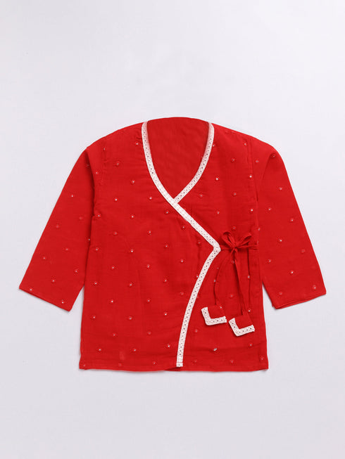 Boy's Red Kurta And Dhoti Set