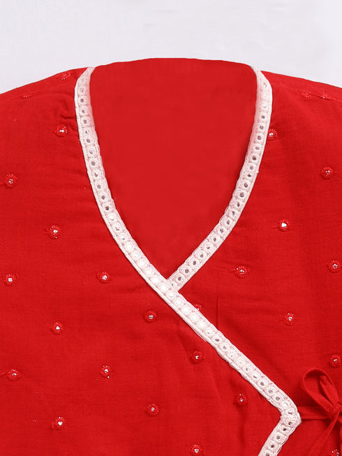 Boy's Red Kurta And Dhoti Set