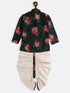 Boy's Multicolor-Base-Green Cotton Blend Kurta And Dhoti Set
