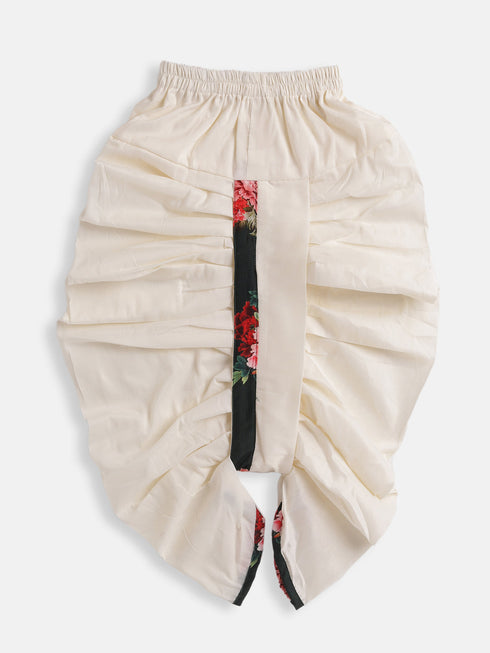 Boy's Multicolor-Base-Green Cotton Blend Kurta And Dhoti Set