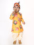 Boy's Multicolor-Base-Yellow Cotton Blend Kurta And Dhoti Set