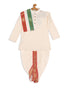 Boy's Cream-Colored Kurta With Dhoti Pants & Dupatta Set
