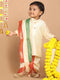 Boy's Gold-Toned Kurta With Dhoti Pants & With Dupatta