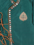 Boy's Green Embroidered Angrakha Mirror Work Kurta With Dhoti Pants