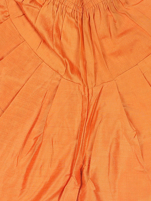 Boy's Green Embroidered Angrakha Mirror Work Kurta With Dhoti Pants