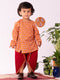 Infant Boy's Multicolor Cotton Kurta And Dhoti Set