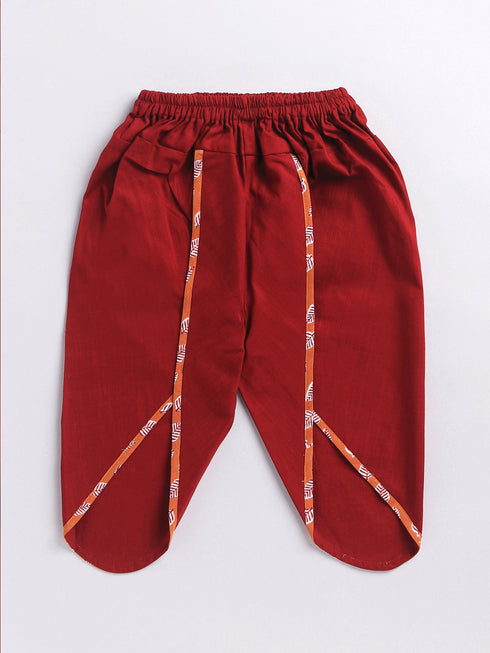 Infant Boy's Multicolor Cotton Kurta And Dhoti Set