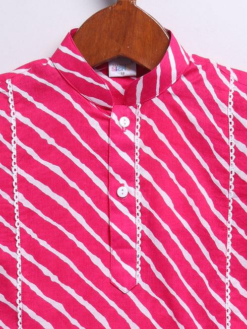 Boy's Pink Cotton Kurta Dhoti Set