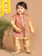 Boy's Gold-Toned & Maroon Woven Design Nehru Jackets