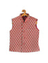 Boy's Gold-Toned & Maroon Woven Design Nehru Jackets