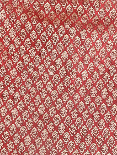 Boy's Gold-Toned & Maroon Woven Design Nehru Jackets