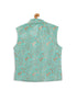Sishu Boy's Green & Gold-Toned Woven Design Slim-Fit Nehru Jacket