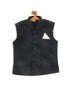 Boy's Black Polka Dot Printed Slim-Fit Nehru Jacket