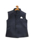 Boy's Navy Blue & White Printed Velvet Nehru Jacket