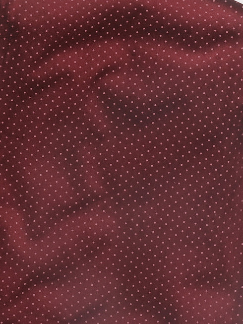 Sishu Boy's Maroon Polka Dots Print Velvet Nehru Jacket