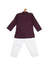 Sishu Boy's Purple Kurta And White Pyjama Set