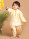 Boy's Gold Woven Design Kurta With Dhoti Set
