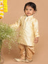Boy's Gold Woven Design Kurta With Dhoti Set