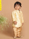 Sishu Boy's Gold-Toned Woven Kurta With Pyjama Set