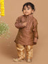 Sishu Boy's Maroon Woven Design Kurta With Rose Gold Pyjama Set