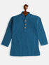 Boy's Aqua Blue And White Pure Cotton Kurta