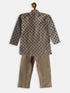 Boy's Chiku Cotton Blend Kurta Pyjama Set