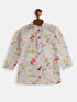 Boy's Multicolor-Base-Cream Cotton Blend Kurta