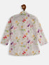 Boy's Multicolor-Base-Cream Cotton Blend Kurta