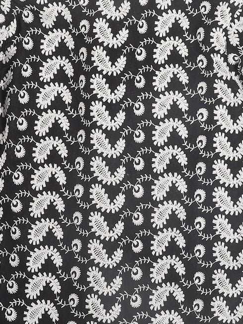 Sishu Boy's Black Chikankari Pure Cotton Kurta