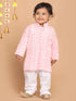 Sishu Boy's Pink Floral Chikankari Pure Cotton Kurta With Pyjama