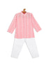 Sishu Boy's Pink Floral Chikankari Pure Cotton Kurta With Pyjama