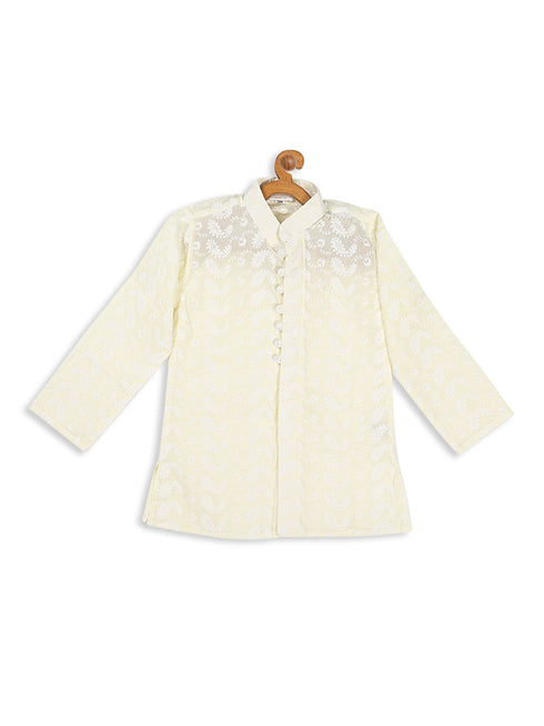 Sishu Boy's Yellow Chikankari Pure Cotton Kurta