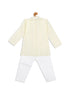 Sishu Boy's Yellow Chikankari Pure Cotton Kurta With Pyjama Set