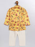 Sishu Boy's' Multicolor-Base-Mustard And Cream Kurta Pyjama Set