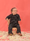 Sishu Boy's' Black Mirror Work Kurta Pyjama Set