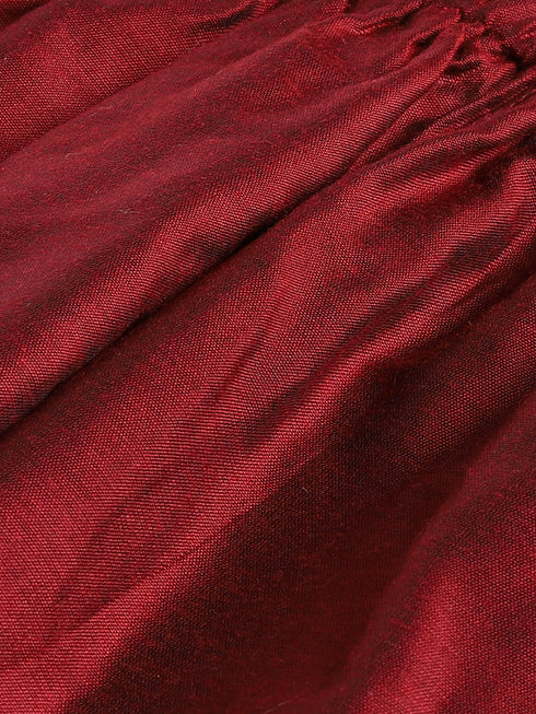 Sishu Boy's' Maroon Mirror Work Kurta Pyjama Set