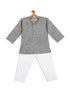 Sishu Boy's' Grey Cotton Kurta And White Pyjama Set