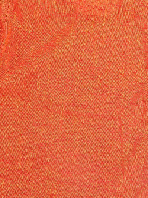 Sishu Boy's' Orange Cotton Kurta And White Pyjama Set