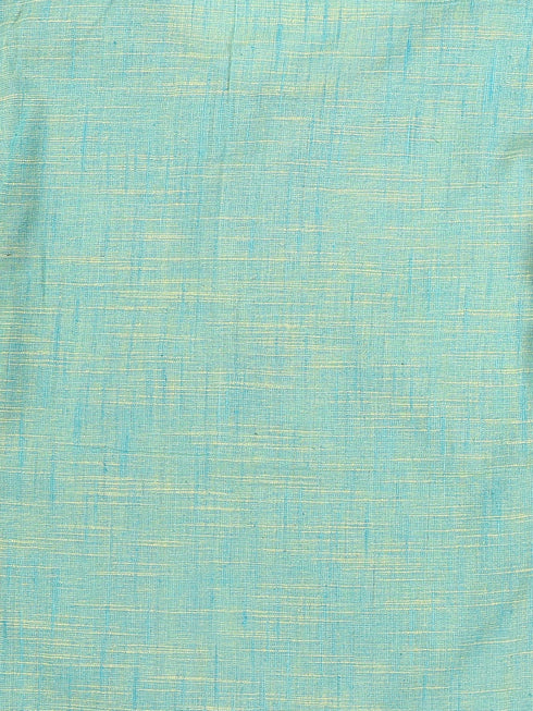 Boy's Parrot Green Cotton Kurta And White Pyjama Set