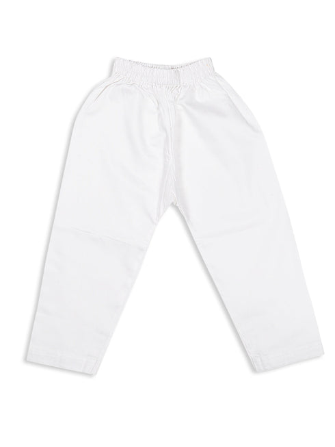 Boy's Parrot Green Cotton Kurta And White Pyjama Set