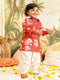 Sishu Boy's Red Floral Printed Kurta Patiala Set