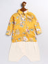 Boy's Yellow Floral Printed Kurta Patiala Set
