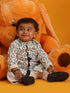 Sishu Boy's White And Blue Penguin Printed Cotton Kurta Pyjama Set