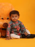 Sishu Boy's Green Kalamkari Floral Printed Cotton Kurta Pyjama Set