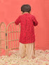 Boy's' Red Bandhni Kurta And Patiala Set