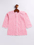 Infant Boy's Pink And White Cotton Kurta Pyjama Set