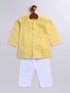 Infant Boy's Yellow And White Cotton Kurta Pyjama Set